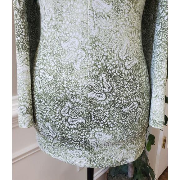 Michael Kors Women's Green Paisley Off the Shoulder Back Zip Top Blouse Size XS - Picture 4 of 11